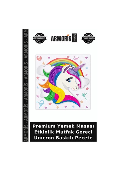 Premium Yemek Masası Etkinlik Mutfak Gereci Unıcron Baskılı Peçete çok renkli