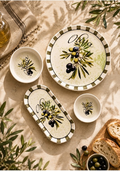 Perotti Olives 14 Parça Seramik 6 Kişilik Kahvaltı Takımı Çok Renkli