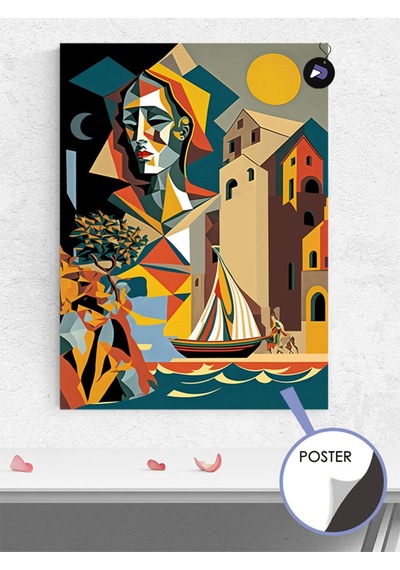 İspanya Malaga Kübizm Poster - Afiş - Dekoratif Duvar Posteri