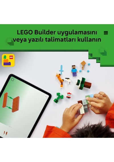 LEGO® Minecraft® Steve’in Tayga Macerası 21583 - 6 Yaş Üzeri Çocuklar için Minifigür İçeren Yaratıcı Oyuncak Yapım Seti (79 Parça)