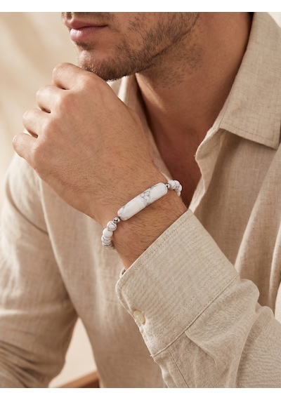 Havlit Doğaltaş Kararmaz Çelik Halat Çelik Klipsli Erkek Bileklik 01854 Çok Renkli