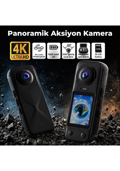 X5 Pro 360 Derece Aksiyon Kamera 4k Çift Lensli 2 X 200 Geniş Açı Ips Ekranlı Panoramik X5 Pro 360 Derece Aksiyon Kamera 4k Çift Lensli 2 X 200 Geniş Açı Ips Ekranlı Panoramik