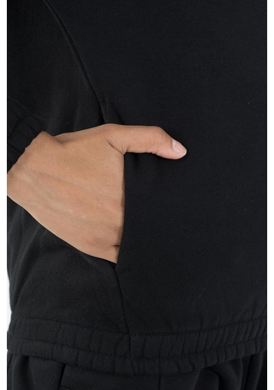Maraton Sportswear Comfort Kadın Kapşonlu Uzun Kol Basic Siyah Sweatshirt 22973-siyah Siyah