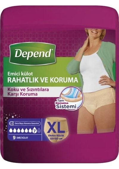 Depend Emici Külot Kadın Hasta Bezi XL 9'Lu