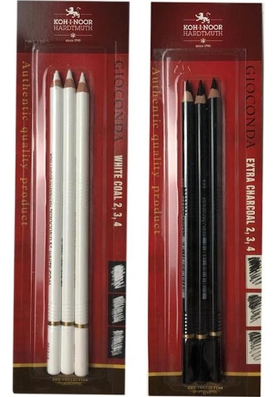 Kohi Noor Gioconda White Coal Ve Extra Charcoal Kömür Füzen Kalem 2li Set