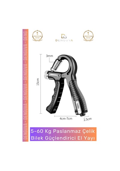 Elyayı Kaliteli Paslanmaz Çelik Sayaçlı Ayarlanabilir Antrenman El Yayı Spor Aleti 560 Kg Bilek Güç Çok Renkli
