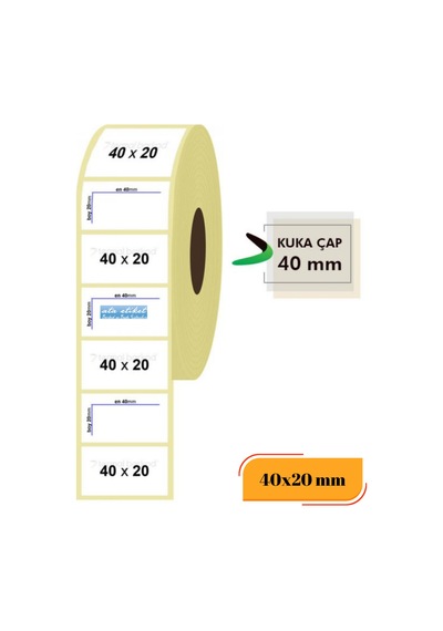 40x20termal Etiket Düz Baskısız Beyaz Etiket 2000 Adet 5 Rulo Diğer