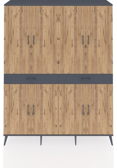 Hyperion Gardrop 10 Raflı 2 Çekmeceli 8 Kapaklı 176x44x221 Antrasit-çam/antrasit Çam/antrasit Hyperion Gardrop 10 Raflı 2 Çekmeceli 8 Kapaklı 176x44x221 Antrasit-çam/antrasit Çam/antrasit