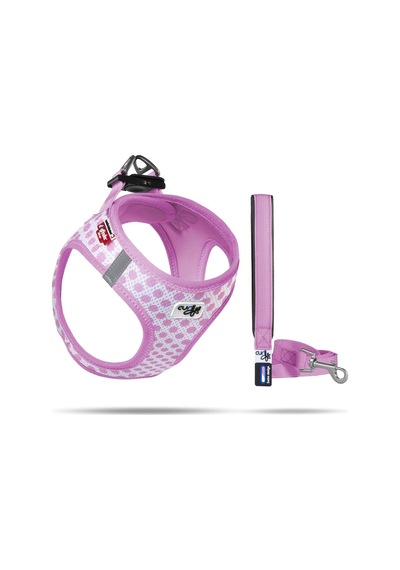 Vest Göğüs Tasması Air-mesh Pembe-puantiye 3xs & Gezdirme Tasması M Çok Renkli