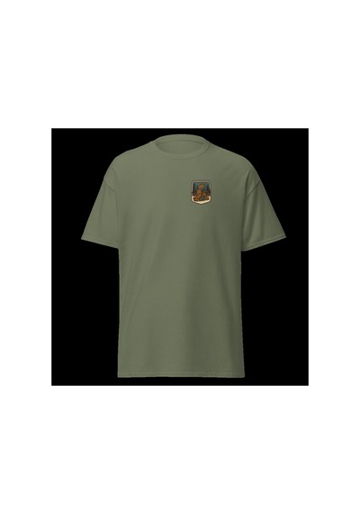 Wildstyle Tilki Renkli Vintage Yaban Hayat Doğa Orman Rozet Baskılı Unisex Bisiklet Yaka Pamuklu Tişört Haki