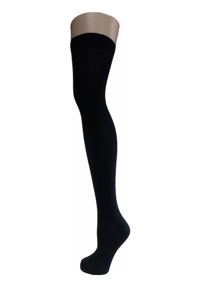 Design Socks Desing Çember Desenli Dikişsiz Dizüstü Çorap-Siyah