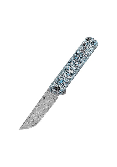 Kansept Foosa Kayma Eklemi/flipper Kamp Bıçak Mavi Beyaz Karbon Fiber Sap Damascus Çelik Kamp Çakı K2020t2 Kum