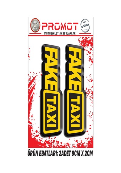 Damla Logo Fake Taxı Tasarımlı Ön Maşa Kabartmalı 2'li Sticker 1 Nötr