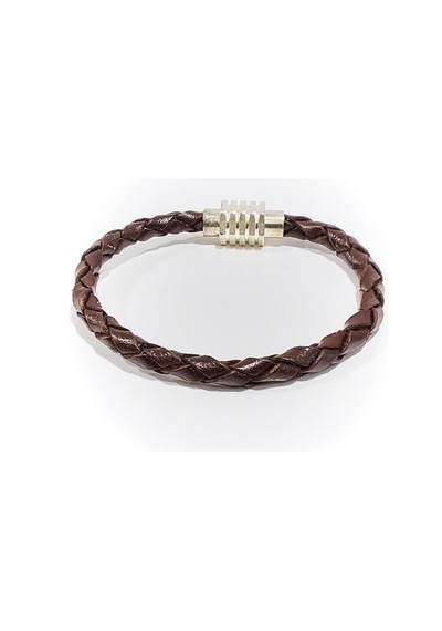 Heritage Brown Hakiki Deri Erkek Bileklik Klasik Örgü Çelik Mıknatıslı Kilit-1335 Antrasit