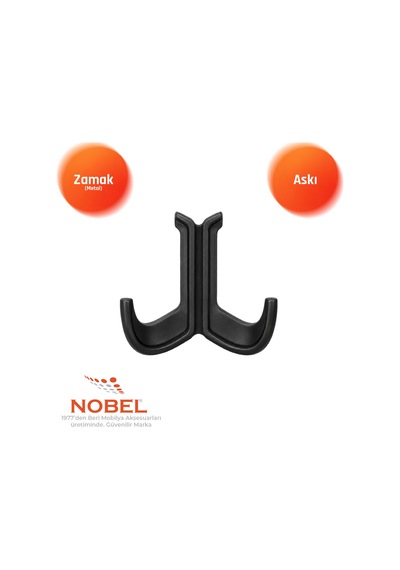 Marmaris Lüks Askı, Metal, Vestiyer Askı, 85 Gr, Dolap Askılık, Duvar Askılığı, Mat Siyah Vidalı