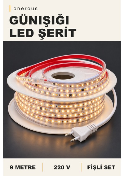 Onerous 9 M 220v Günışığı Led Şerit, Fişli, Yapışkanlı