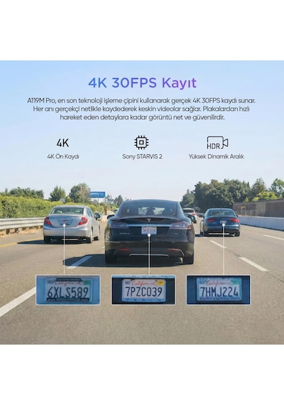 A119m Pro 4k Hdr Sony Starvıs 2 Sensörlü Wi-fi 6 Gps'li Araç Kamerası