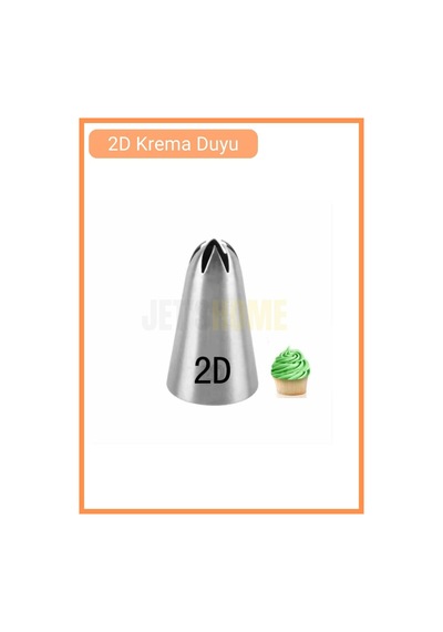 2d Kapalı Yıldız Desen Krema Duyu Büyük Boy Pasta Duyu Paslanmaz Çelik Krema Torbası Ucu 2.5x1.3x4.4 Cm Metalik Gri