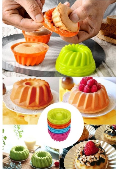 24'lü Yıkanabilir Yanmaz Mini Chef Göbekli Muffin Pişirme Kalıbı, Silikon Kek, Cupcake, Hamur7x3,5cm Diğer