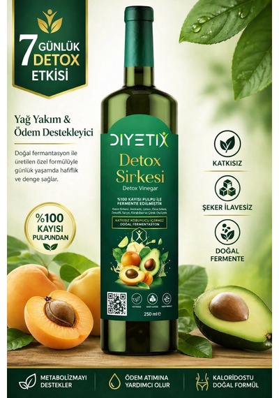 Diyetix Detox Sirke 250 Ml Doğal Fermente, Katkısız & Şekersiz Günlük Kullanım