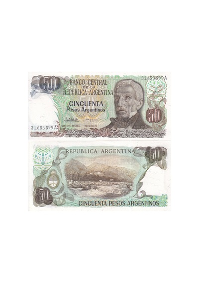 Arjantin 1985 Yılı 50 Pesos Kağıt Para Çil Unc Koleksiyon Para