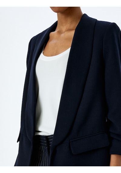Koton Drape Detaylı 3/4 Uzun Kollu Blazer Ceket Lacivert 5sak50020uw Lacivert