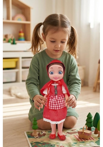 Kırmızı Başlıklı Kız Sesli Masal Anlatan Oyuncak Bebek - 42 Cm