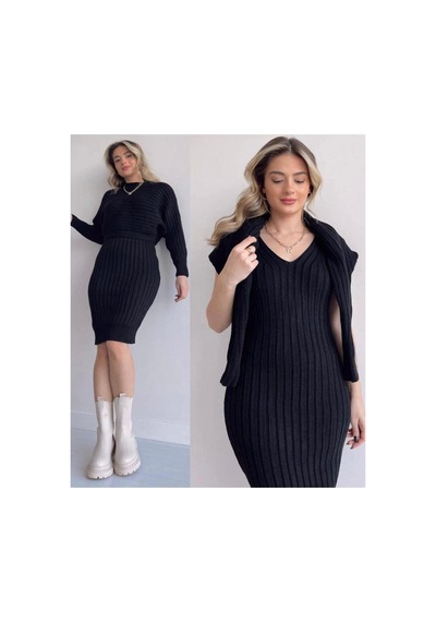 Flex Fashıon Triko Kumaş Elbise Kazak 2 Li Takım Siyah - 900818575 Siyah - 900818575 Siyah Flex Fashıon Triko Kumaş Elbise Kazak 2 Li Takım Siyah - 900818575 Siyah - 900818575 Siyah