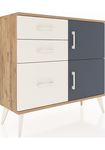 Arges Şifonyer Tek Raflı 3 Çekmeceli 2 Kapaklı 88x30x80 Çam-antrasit/aytaşı Antrasit/aytaşı Arges Şifonyer Tek Raflı 3 Çekmeceli 2 Kapaklı 88x30x80 Çam-antrasit/aytaşı Antrasit/aytaşı