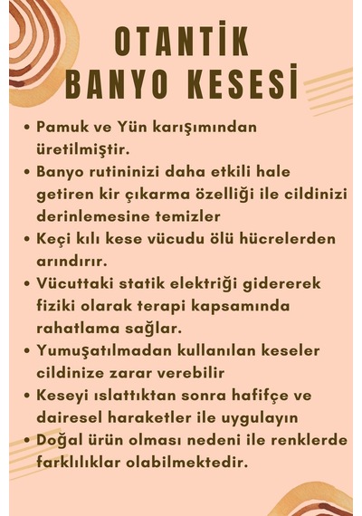 Pamuk Ve Yün Karışım Otantik Banyo Hamam Kesesi Peeling Eldiveni 17x25 Cm.