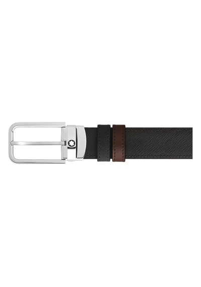 Montblanc Sartorial Deri Dikdörtgen Tokalı 30 Mm Çift Taraflı Kem Siyah