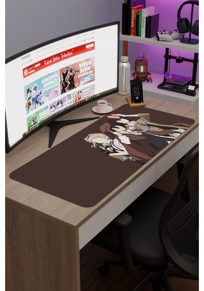 Bungou Stray Dogs Anime V1 - 90x40 Xxl Gaming Kauçuk Kaymaz Taban Mouse Pad Fare Altlığı