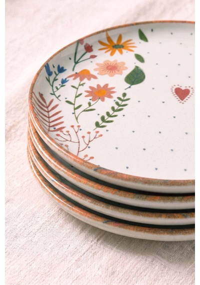 Kalpli Soft Bloom Nordic 4'lü Pasta & Sunum Tabağı 22 Cm Çok Renkli