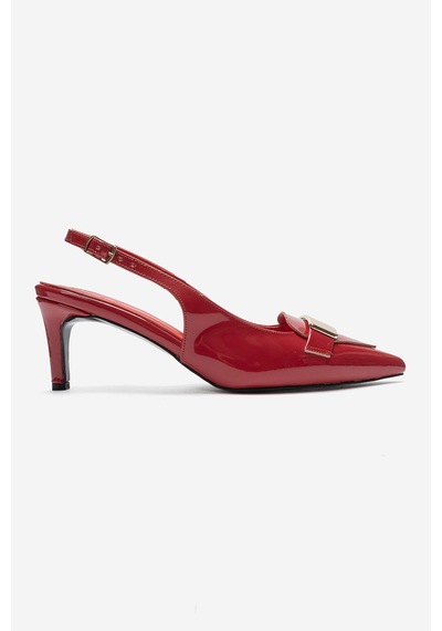 Luvi Shoes Sollenne Kırmızı Rugan Tokalı Kadın Topuklu Ayakkabı