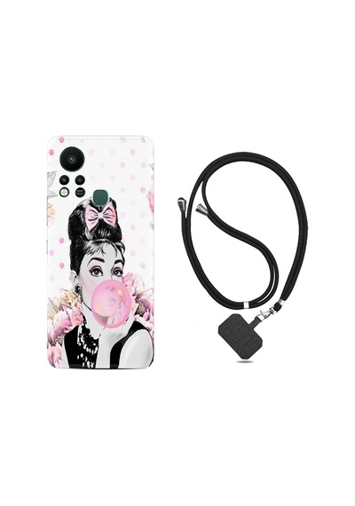Infinix Hot 11S Kılıf İpli Boyun Askılı Desenli Silikon Audrey Glue 1420