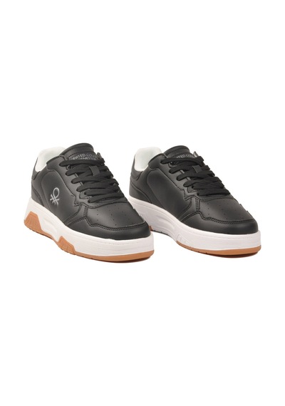United Colors Of Benetton Siyah Beyaz Bağcıklı Cilt Memory Foam Unisex Spor Ayakkabı Bnı-11220 G Siyah - Beyaz