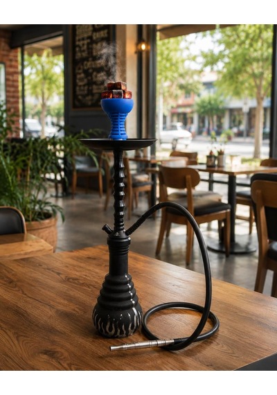 Premium Siyah Nargile Takımı 75 Cm Cam Şişeli Lüleli Modern Tasarım Balkon & Kafe Ko