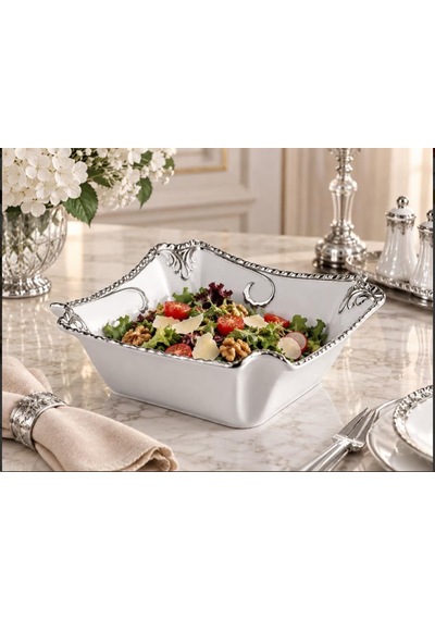 Roykıng Camelıa Gümüş Kare Salata Kasesi 23 Cm