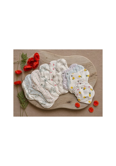 Yıkanabilir Doğal Kadın Pedi 8'li Karışık %100 Pamuk 2s+2m+2l+2xl