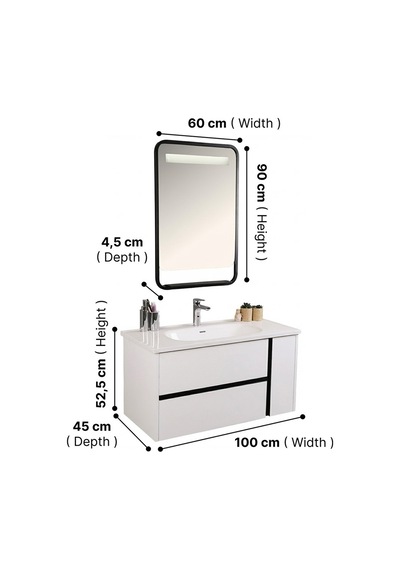 Kobos Linear 100 Cm Banyo Dolabı Seti Bianco Beyaz Kobos Linear 100 Cm Banyo Dolabı Seti Bianco Beyaz