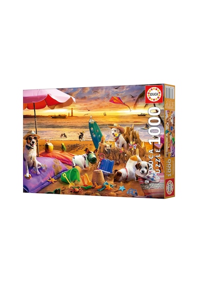 Educa 1000 Parça Sahilde Oynayan Köpekler Puzzle - 20312 - Dogs Playing On The Beach