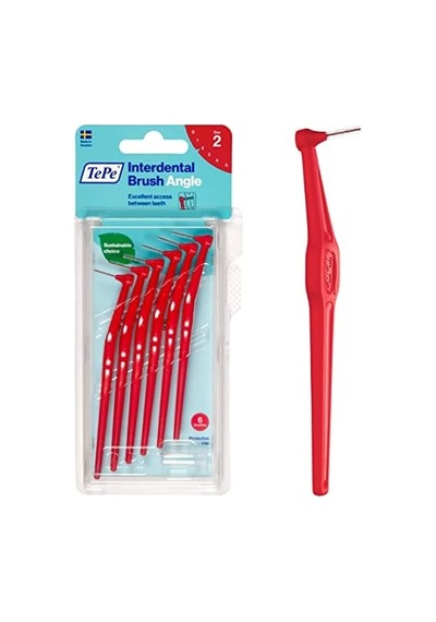 Angle Iso Boyut 2: 0,5 Mm Kırmızı Açılı Aralıklı Fırça 1 X 6 Adet