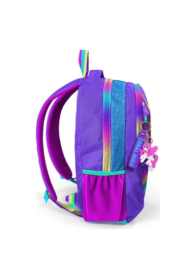 Coral High Kids Mor Simli Unicorn Desenli Üç Bölmeli Okul Sırt Çantası 23663