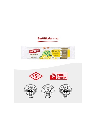 Koroplast Limon Kokulu Büyük Boy Büzgülü Çöp Poşeti 10'lu 65x67 C
