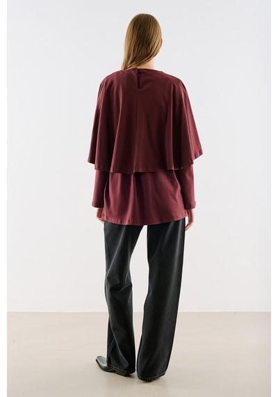 Manuka Pelerin Tarz Kemerli Tunik Bordo Aw26tnk00003-26