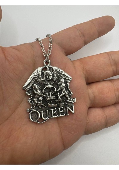 Queen Band Logo Gümüş Renk Unisex Kolye Rock Müziğin Efsanevi Simgesi Çok renkli