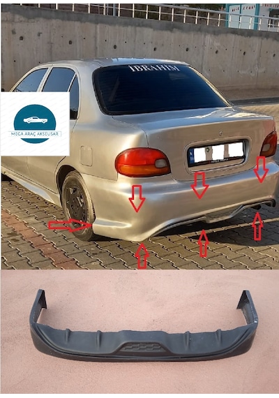 Hyundai Accent Yumurta Kasa Arka Tampon Eki 1995&2000 Boyasız Ham Siyah Fiberclass