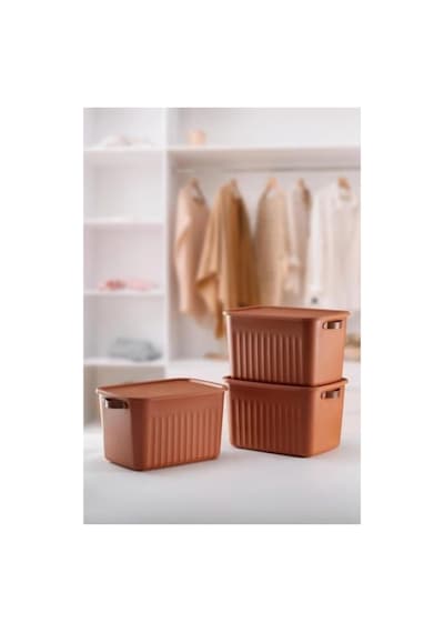 Modern Kapaklı Saklama Kutusu Seti - 15 Litre, Taşınabilir Kulplu