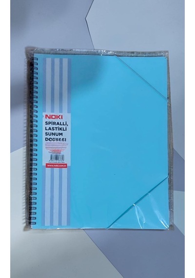 A4 Boyut Spiralli Lastikli Sunum Dosyası 20 Yaprak Pastel Mavi Telli Sunum Dosyası Çok Renkli