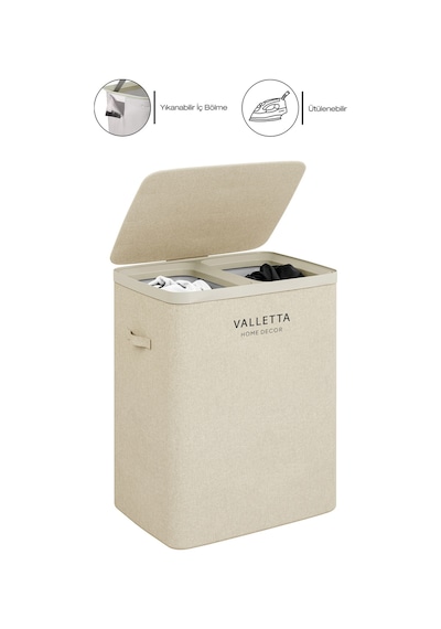 Paloma 100l Çift Bölmeli Katlanabilir Kumaş Kirli Çamaşır Sepeti XL